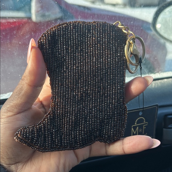 Mary Frances Teal and Gold Beaded Boot Purse - Picture 3 of 6